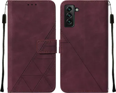 Produktbild von Galaxy S23 Plus Hülle, Schlank Prägung Flip Leder Kartenfächer Schutzhülle mit Ständer für Samsung Galaxy S23 Plus Rot