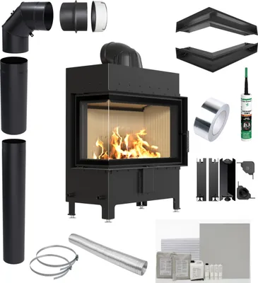 Produktbild von KRATKI Kamin-Einsatz LUCY Links 14 kW Ø200 Ecodesign Installationsset