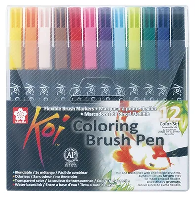 Imagen del producto de Sakura Koi: Set de 12 rotuladores pincel para colorear. Ideales para escritura, dibujo y bullet journals