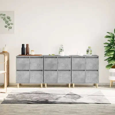 Produktbild von vidaXL Sideboards 3 Stk. Betongrau 60x35x70 cm Holzwerkstoff