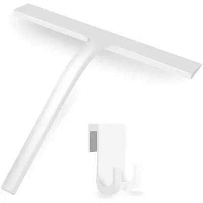 Immagine prodotto di Spazzola per doccia in silicone, supporto a parete, 28 cm, colore bianco