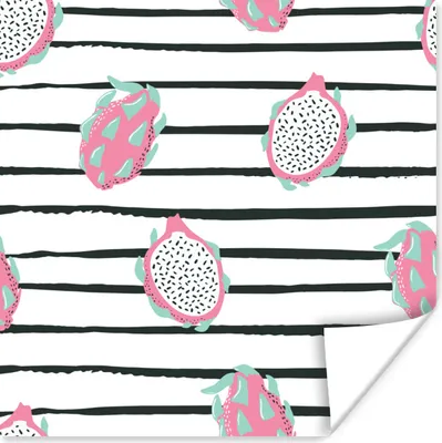 Produktbild von MuchoWow® Poster Sommer - Obst - Streifen 100x100 cm - Babyzimmer