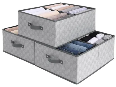 Obrázok produktu pre Úložné boxy na police do šatníka, 50 x 40 x 20 cm, sivé