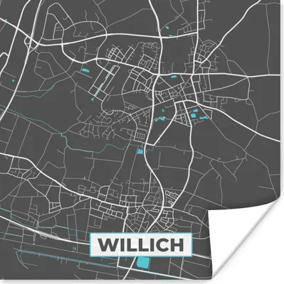 Produktbild von MuchoWow® Poster Stadtplan - Deutschland - Blau - Willich - Karte 75x75 cm - Wand Dekoration