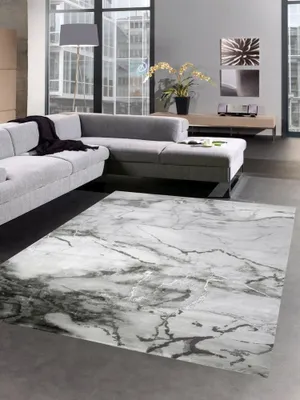 Zdjęcie produktu dla Dywan marmurowy wzór z błyszczącymi włóknami szary srebrny rozmiar - 200 x 290 cm