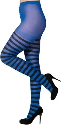 Produktbild von Strumpfhose Ringelstrumpfhose Blau Schwarz Karneval Fasching Party Cosplay
