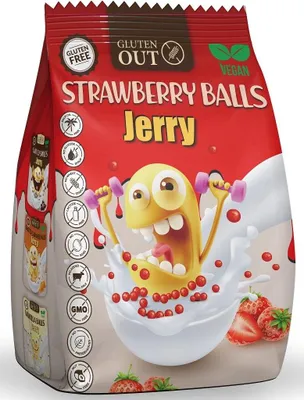 KULKI ZBOŻOWE TRUSKAWKOWE BEZGLUTENOWE 375 g - JERRY GLUTEN OUT