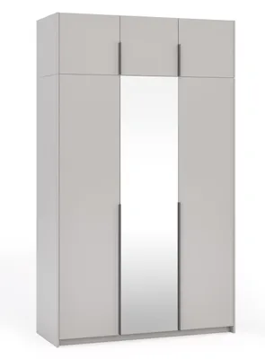 Produktbild von Kleiderschrank ALVA 148 cm mit Spiegel & Aufsatz – Kaschmir, Cashmere, Drehtürenschrank, Garderobenschrank, schwarzer Griff