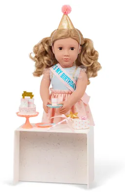 Produktbild von Our Generation Romy Geburtstags-Puppe, 46 cm, mit Torte und Zubehör