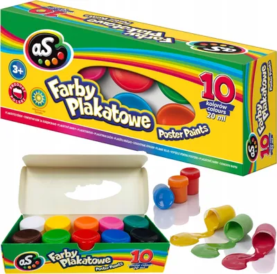 Produktbild von SCHULPLAKATFARBEN für Kinder für den Kunstunterricht ASTRA As 10 Farben x 20 ml
