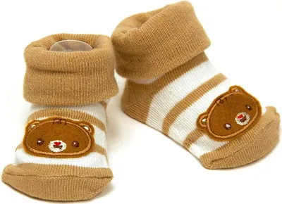 Produktbild von Fisher-Price Babysocken Bär 0 - 6 Monate Hausschuhe Babyschuhe Geschenkset (beige-weiss)
