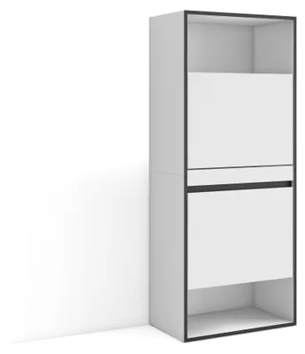Schuhschrank mit 2 Klappen, 60x145x35 cm, Weiß