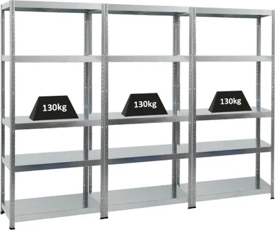 Produktbild von Mega Deal | 3x Schwerlastregal Steel Eagle | HxBxT 180x80x40 cm | Fachlast 130kg | Verzinkt