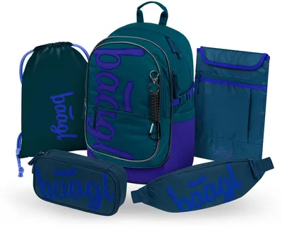Obrázek produktu pro BAAGL SET 5 Core Logo modrý: batoh, penál, sáček, ledvinka, obal na notebook GRS