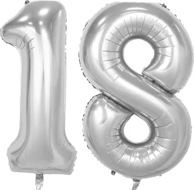 Produktbild von Folienballon Set Nummer 18, Silber, 100 cm, für Heliumbefüllung