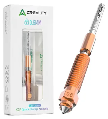 Produktbild von Creality K2/K2 Plus/Hi Combo Düse, Upgraded Unicorn Quick-Swap 3D Drucker Zubehör Düse mit Titanlegierung Throat, Kupferlegierung und gehärtetem Stahl für 3D Drucker (0.6mm)