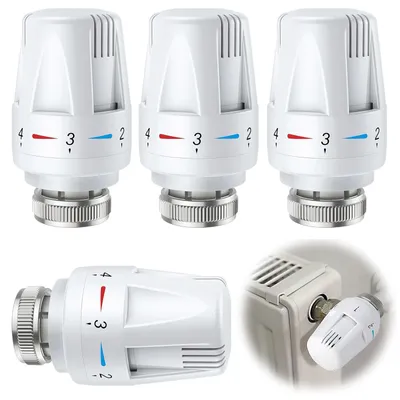 Obrázok produktu pre Termostatická hlavica, 4 kusy, závit M30 x 1,5, ochrana proti zamrznutiu a nastaviteľná teplota