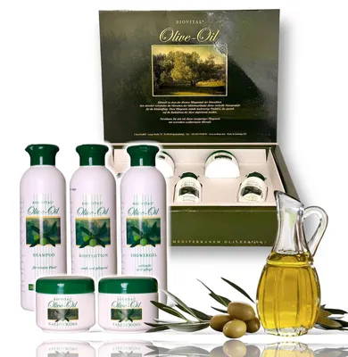 Produktbild von Original Oliven-Öl 5-tlg. Pflege Set, Luxus aus der Natur einzigartige Pflegeserie mit wertvollem mediterranem Olivenöl