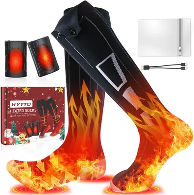 Produktbild von Beheizbare Socken 2x 7500mAh Akku, Elektrische Fußwärmer Wiederaufladbar, 4 Temperaturstufen, Wolle, für Outdoor Winter Camping Angeln Büro Jagd