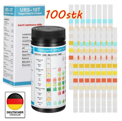 Productafbeelding van 100 urine strips met 10 indicatoren voor een gezondheidstest, urineanalyse strips, inclusief ketonmeting