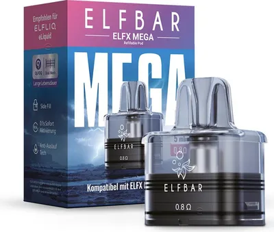 Produktbild von Elfbar ELFX MEGA Nachfüllbehälter 5ml - Leerpod 0,8 Ohm