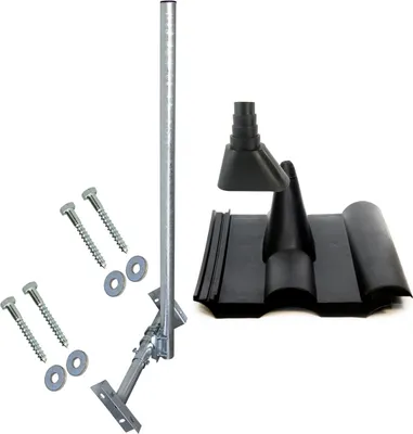 Produktbild von PremiumX BASIC X120-48F SAT Teleskop-Dachsparrenhalter 120cm Mast 48mm Frankfurter Set schwarz