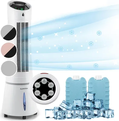 Image de Klarstein Rafraichisseur d'Air Mobile 5 en 1, Refroidisseur d'Air par Evaporation avec Humidificateur, Ventilateur, Ioniseur, Climatiseur Mobile Sans Évacuation, Mode Nuit, 45W, Débit d'Air de 180m³/h