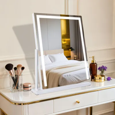 Make-up-Spiegel mit LED-Licht, 58x52 cm, 3 Farbtemperaturen, Touch-Steuerung