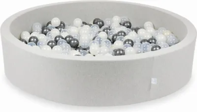 Produktbild von Hellgraues Trockenbecken 130x30 mit 600 Bällen: transparent, metallisches Graphit, opaleszierend