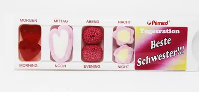Produktbild von Tablettenbox Beste Schwester gefüllte Fruchtgummi Scherzartikel 25g