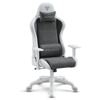 Imagen del producto de Sense7 Zaklínač: Silla de juego FUKU, silla gamer, silla de oficina, silla de oficina ergonómica, silla giratoria con capacidad de 120 kg, color blanco y gris