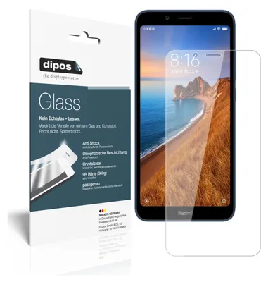 Produktbild von 2x Schutzfolie für Xiaomi Redmi 7A - Anti-Shock 9H Folie dipos Glass Kunststoffglas