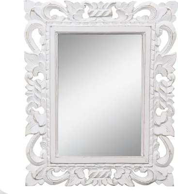 Produktbild von Barock Wandspiegel Spiegel Schminkspiegel Landhaus Holzrahmen Vintage Shabby Chic Natur / Whitewash 40x50cm
