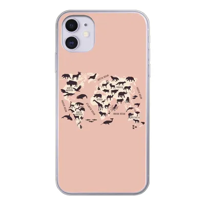 Produktbild von MuchoWow® Handyhülle Schutzhülle Hülle für iPhone 11 Weltkarte - Tiere - Scherenschnitt Silikon Softcase Handy Hülle - Handytasche