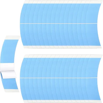 Produktbild von 48 Stück Perücken Klebeband, doppelseitige wasserfeste Ersatz-Klebestreifen, starke unsichtbare Haftstreifen für Lace-Front-Perücken, Blau
