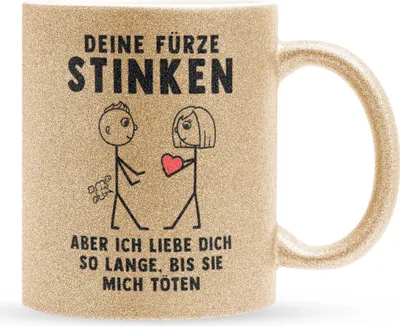Produktbild von 22Feels Glitzertasse Gold Männer Jahrestag Geschenk Hochzeitstag Ehemann Freund Deine Fürze Stinken Kaffetasse Erster Hochzeitstag Valentinstag für Ihn Geburtstag Weihnachten Haferl Geschenkidee Bürotasse
