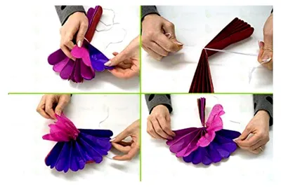Produktbild von 10 Papierpompons 35 cm in Weiß