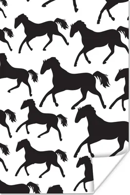 Produktbild von MuchoWow® Poster Pferde - Weiß - Silhouette - Mädchen - Kinder - Mädchen 60x90 cm - Wanddekoration