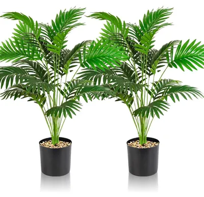 Produktbild von Kunstpalme 2er Set 90 cm künstlich lebensecht für Deko Innen & Außen