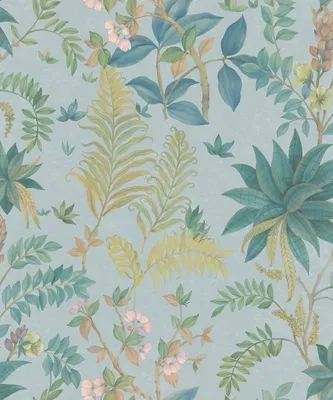 Produktbild von Sanders & Sanders Tapete tropische Blätter Blau, Grün und Gelb 53 cm x 10,05 m