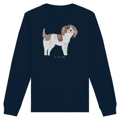 Produktbild von Mr. & Mrs. Panda Baumwoll Sweatshirt English Springer Spaniel Moment Größe XS - French Navy - Geschenk, Nachhaltiger Pullover, Pulli, Sweater