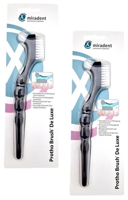Produktbild von 2x  Miradent Prothesenbürste - Brush De Luxe Blau