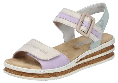 Produktbild von Rieker Damen Sandalette Klettverschluss leichter Keilabsatz in Korkoptik 62900, Größe:38 EU, Farbe:Mehrfarbig