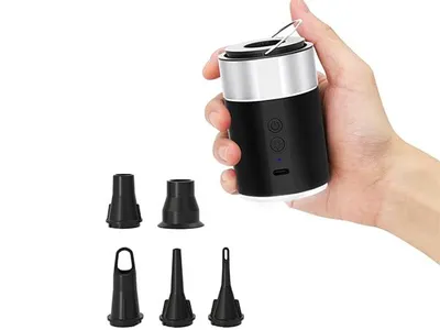 Produktbild von Elektrische Luftpumpe, Wiederaufladbare Akku Luftpumpe, Quick-Fill Inflator Luftablasser, luftpumpe luftmatratze mit 5 Luftdüsen für Luftmatratze