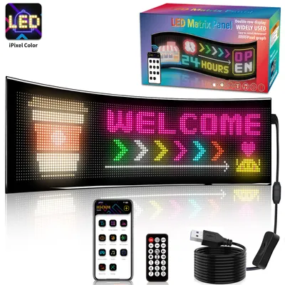 Produktbild von ZELURXX LED Lichtanzeige 32x128 Pixel mit App & Fernbedienung, Bluetooth, Biegsam & Wasserdicht, LED-Anzeige, 63x20cm, Schwarz, Flexibles LED-Display