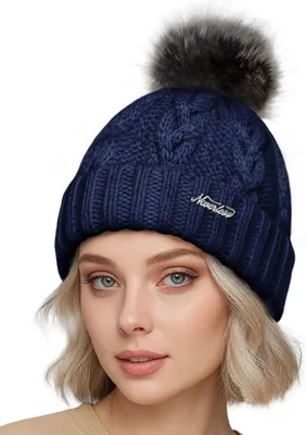 Zdjęcie produktu dla Damska czapka z dzianiny we wzór bobble podszyta polarem czapka zimowa model 1979 Neverless®