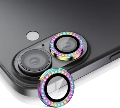 Produktbild von Kamera Linsenschutz Glas Set mit Schmucksteinen für Apple iPhone 17 Schutzglas Camera Linse Panzerfolie 9H Regenbogenfarben