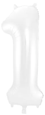Produktbild von Zahl 1 Folienballon 86 cm weiß - Folat 65991 - Ballon Dekoration