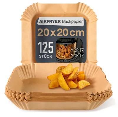 Produktbild von Moritz & Moritz Airfryer-Backpapier eckig 20 x 20 cm, 125 Einlagen