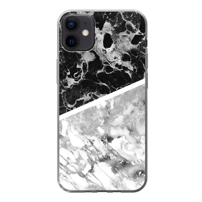 Produktbild von MuchoWow® Handyhülle Schutzhülle Hülle für iPhone 12 mini Marmor - Schwarz - Weiß - Luxus Silikon Softcase Handy Hülle - Bild
